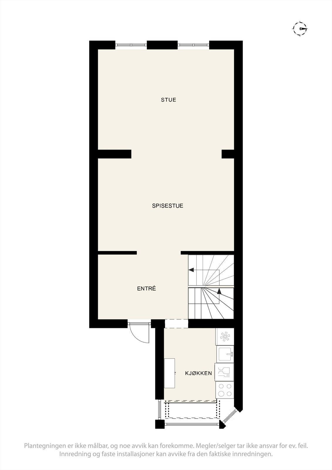 Boligen har en god og fleksibel planløsning.
Plantegning - 1. etasje. Galleribilde