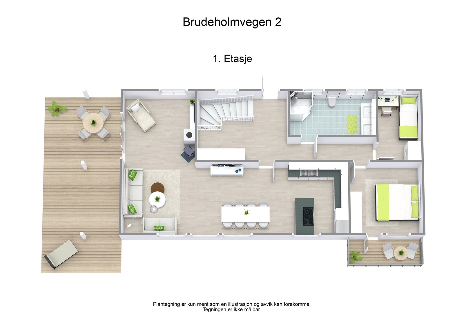 3 D plantegning 1. etasje Galleribilde