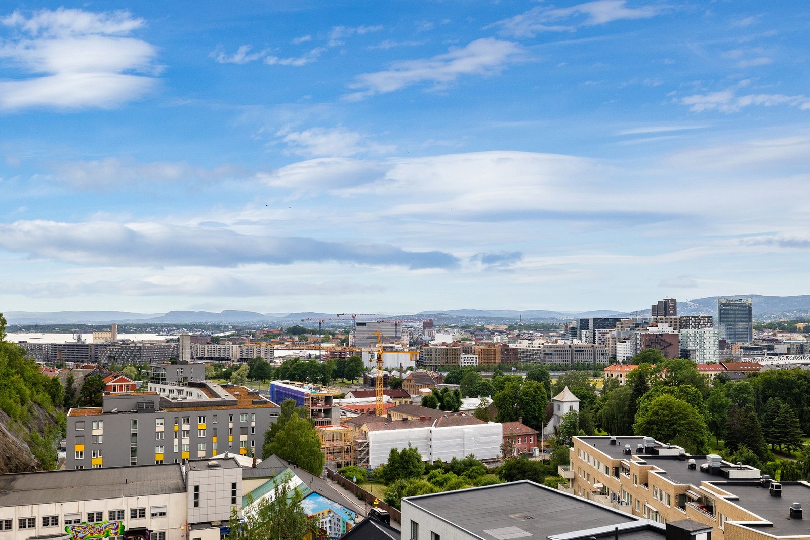 Fra takterrassen har du nydelig utsikt, både over Oslofjorden, og byen. Galleribilde