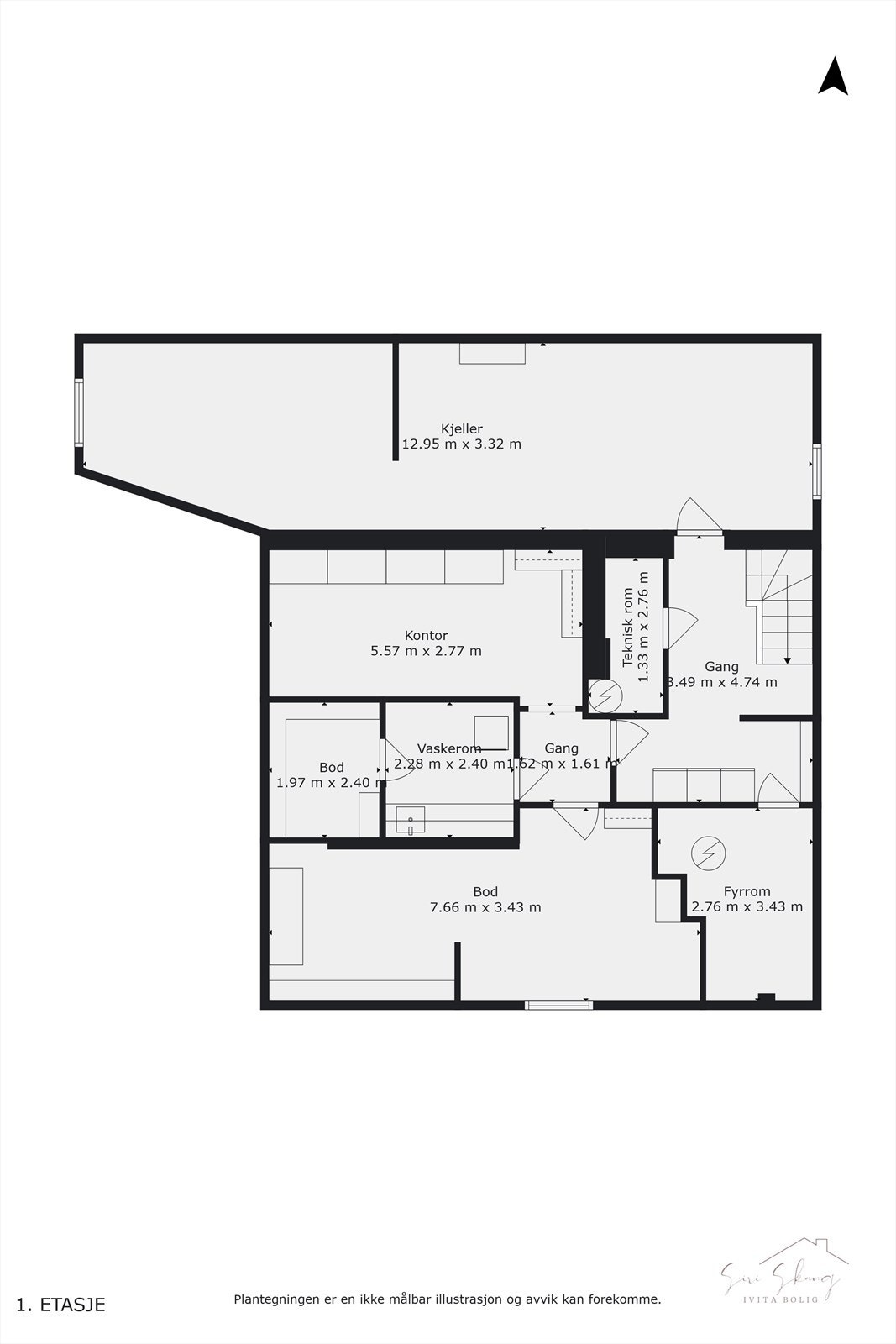 Plantegning i 2D av 1.etg. Galleribilde