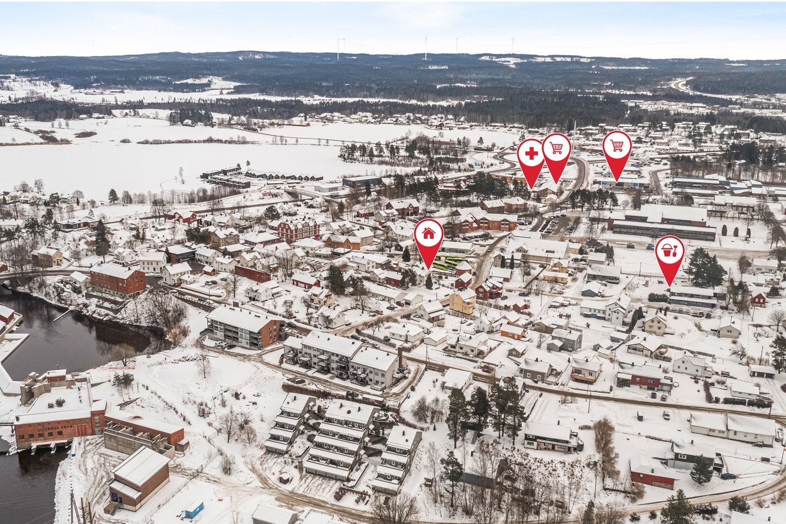 Ørje sentrum har kort vei til treningssenter, bibliotek og museum. Galleribilde