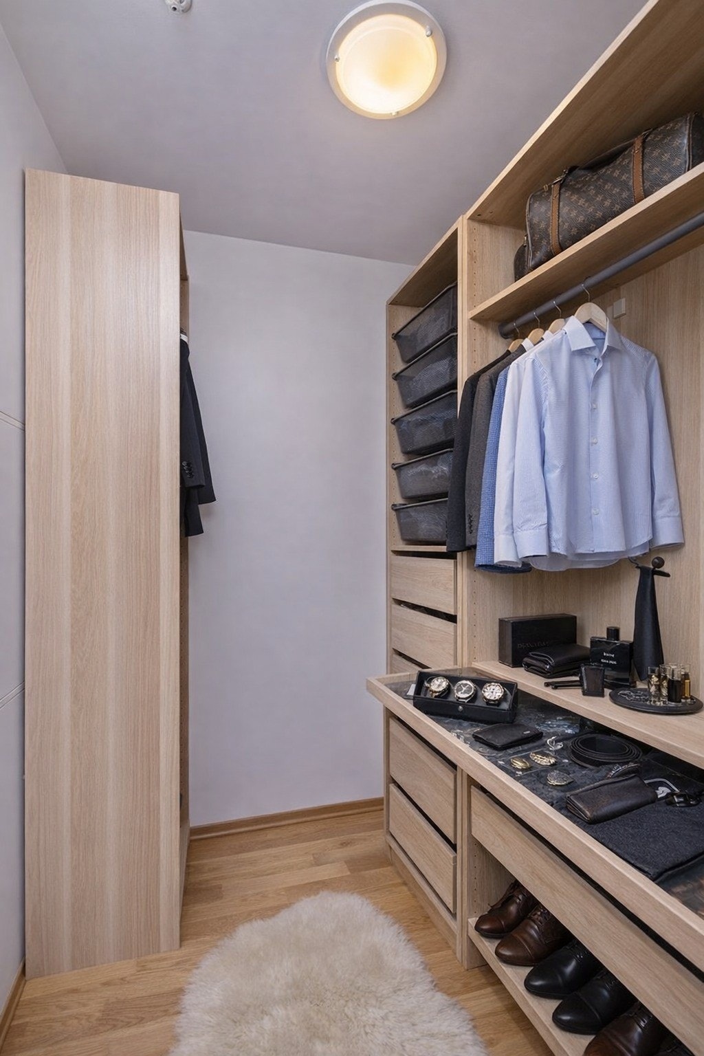 Boden i entreen er i dag innredet som walk-in closet Galleribilde