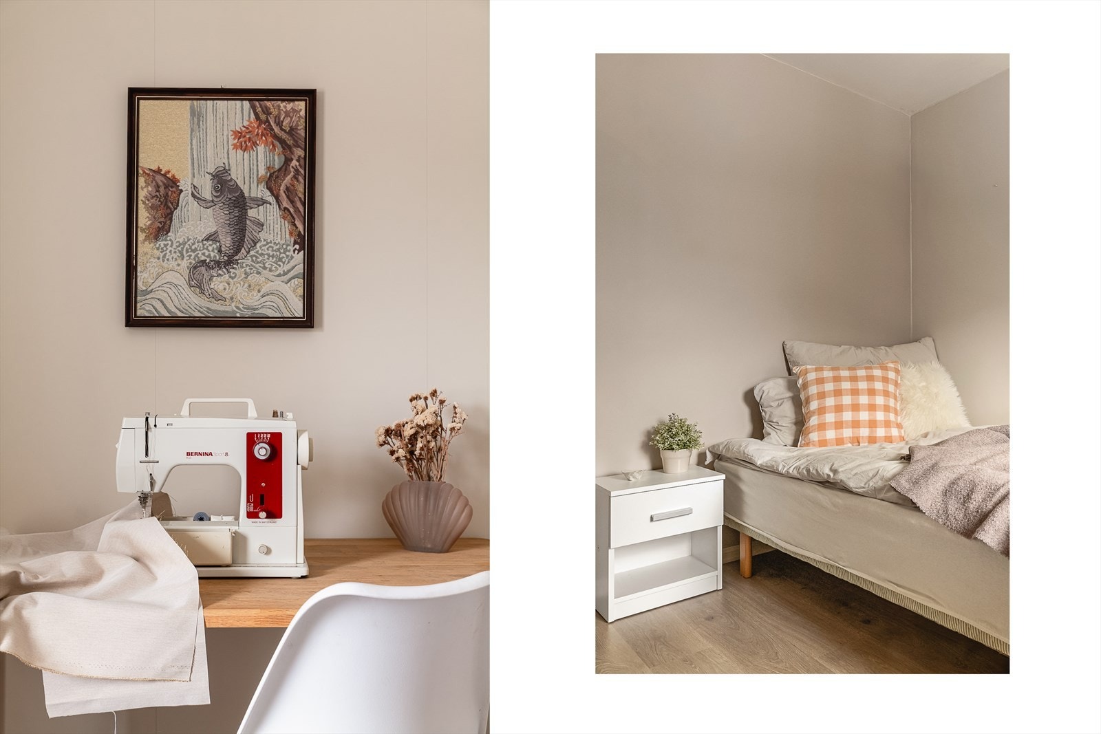 Fine fargevalg, flotte overflater og romslige rom er gjennomgående i hele leiligheten. Galleribilde