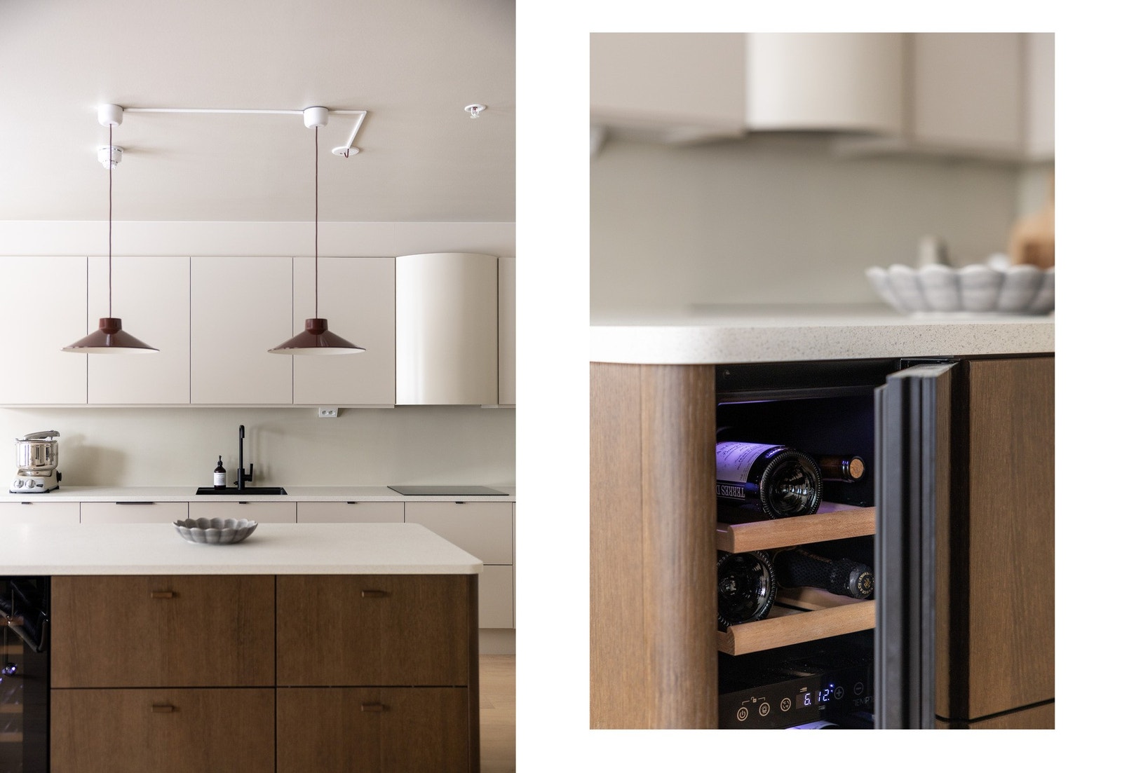 Sigdal kjøkkenøy med vinskap fra 2023. Galleribilde