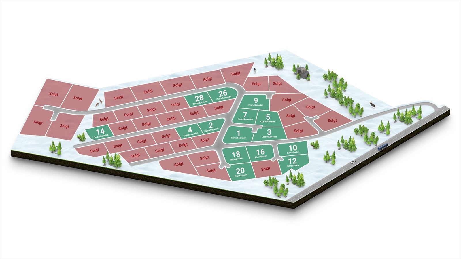 Kart med tomtenummer og ledige tomter Galleribilde