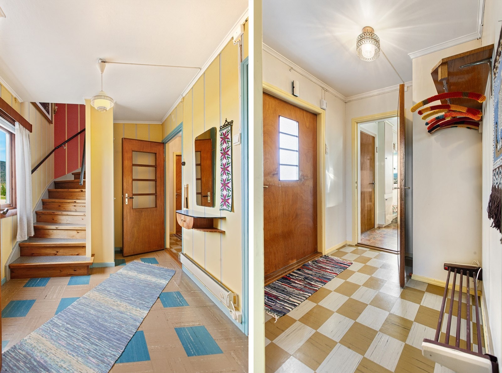 Romslig gangareal tilknyttet vindfang, baderom og spisestue. Galleribilde