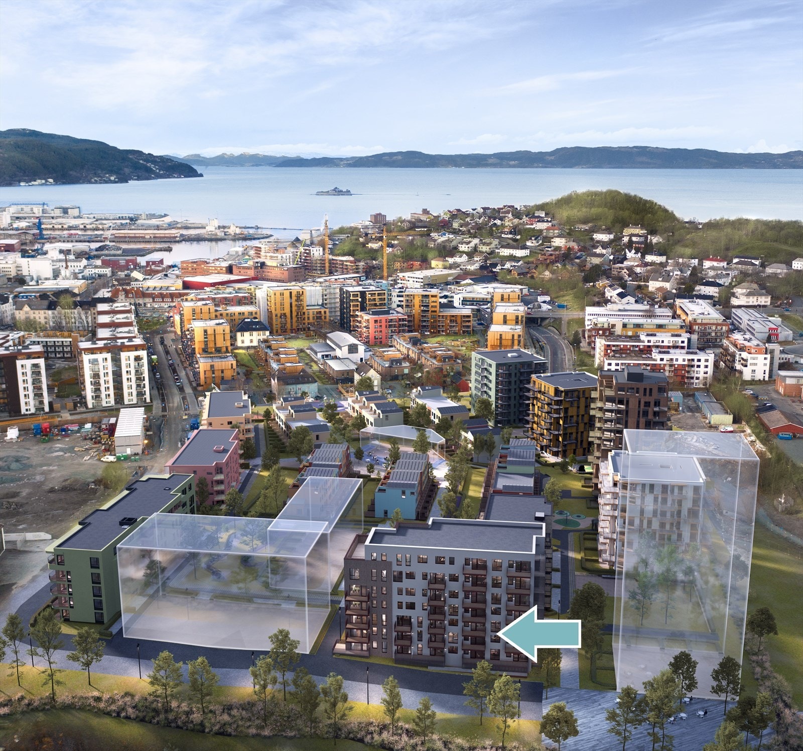 Oversiktsbilde fra Nye Lilleby med Smelteverket 3 illustrert Galleribilde