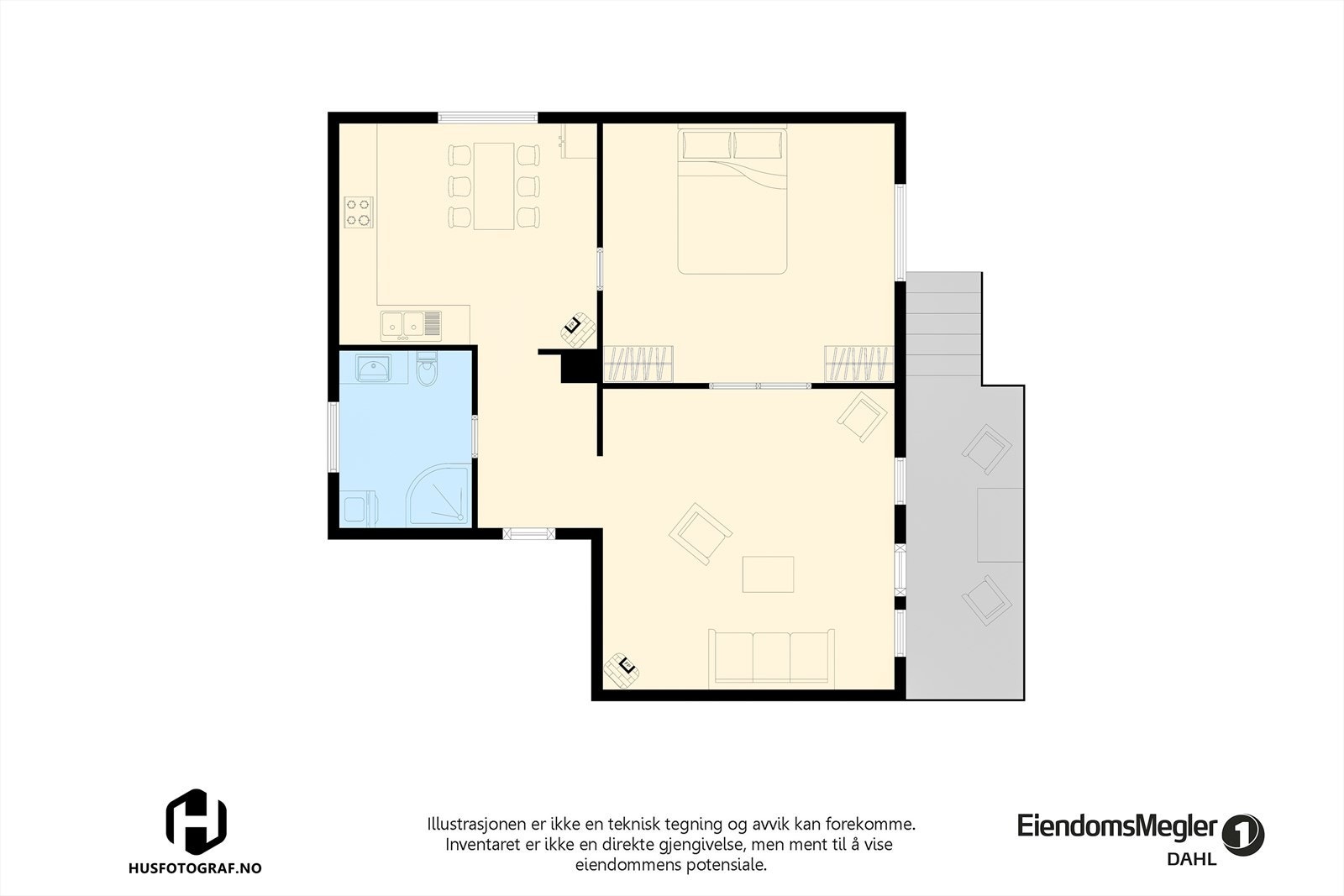 Plantegning for leiligheten, beliggende i 1. etasje. Galleribilde