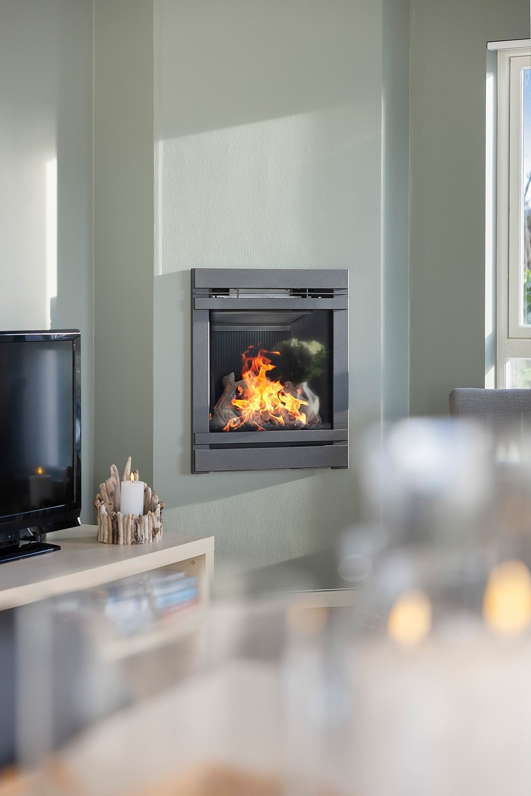 Her er det montert en koselig gasspeis. Galleribilde