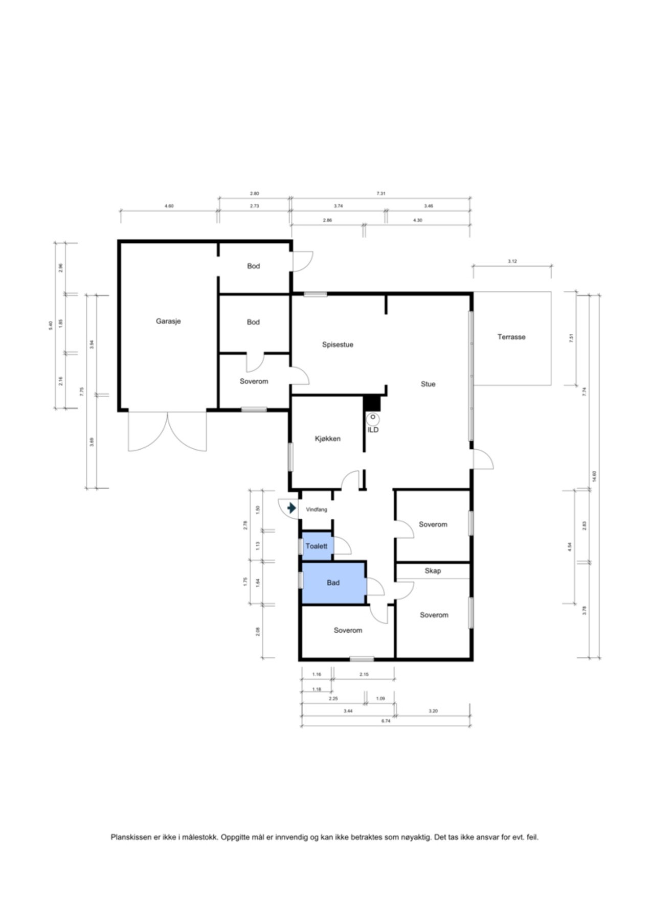 Plantegningen viser rominndelingen slik at du kan se for deg boligen før visning. Galleribilde