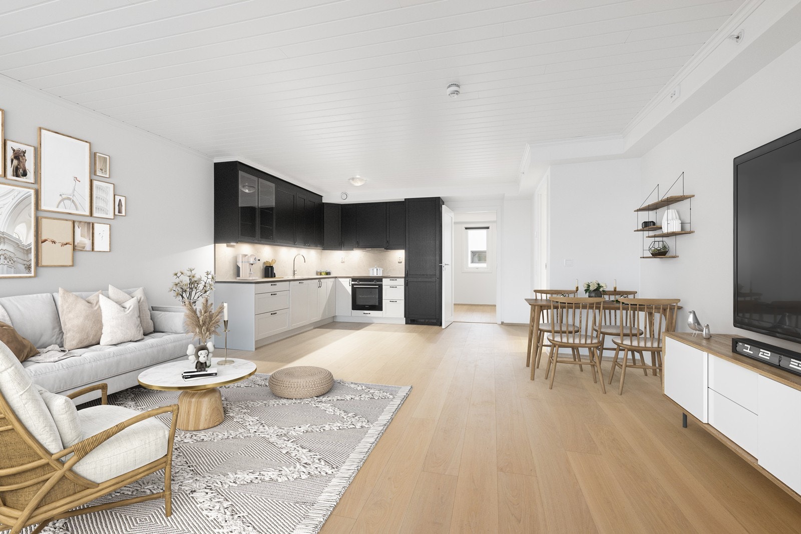 Stuen med digital styling. Galleribilde