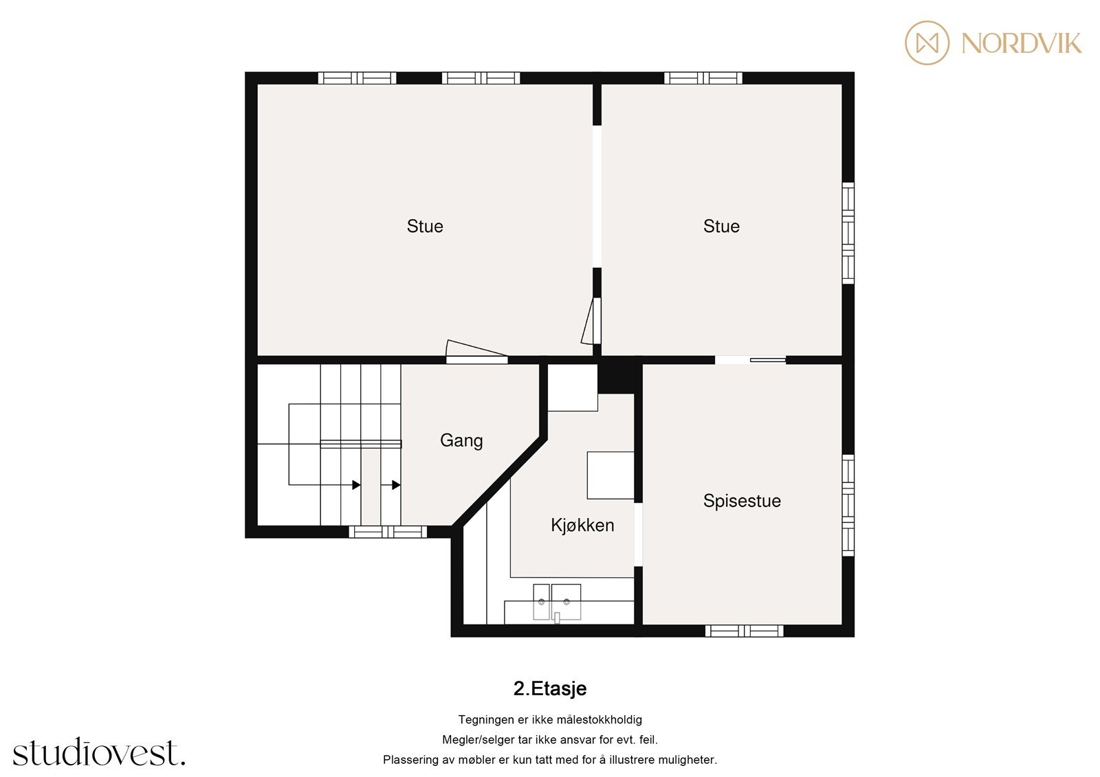Plantegning 2D av 2.etasje Galleribilde