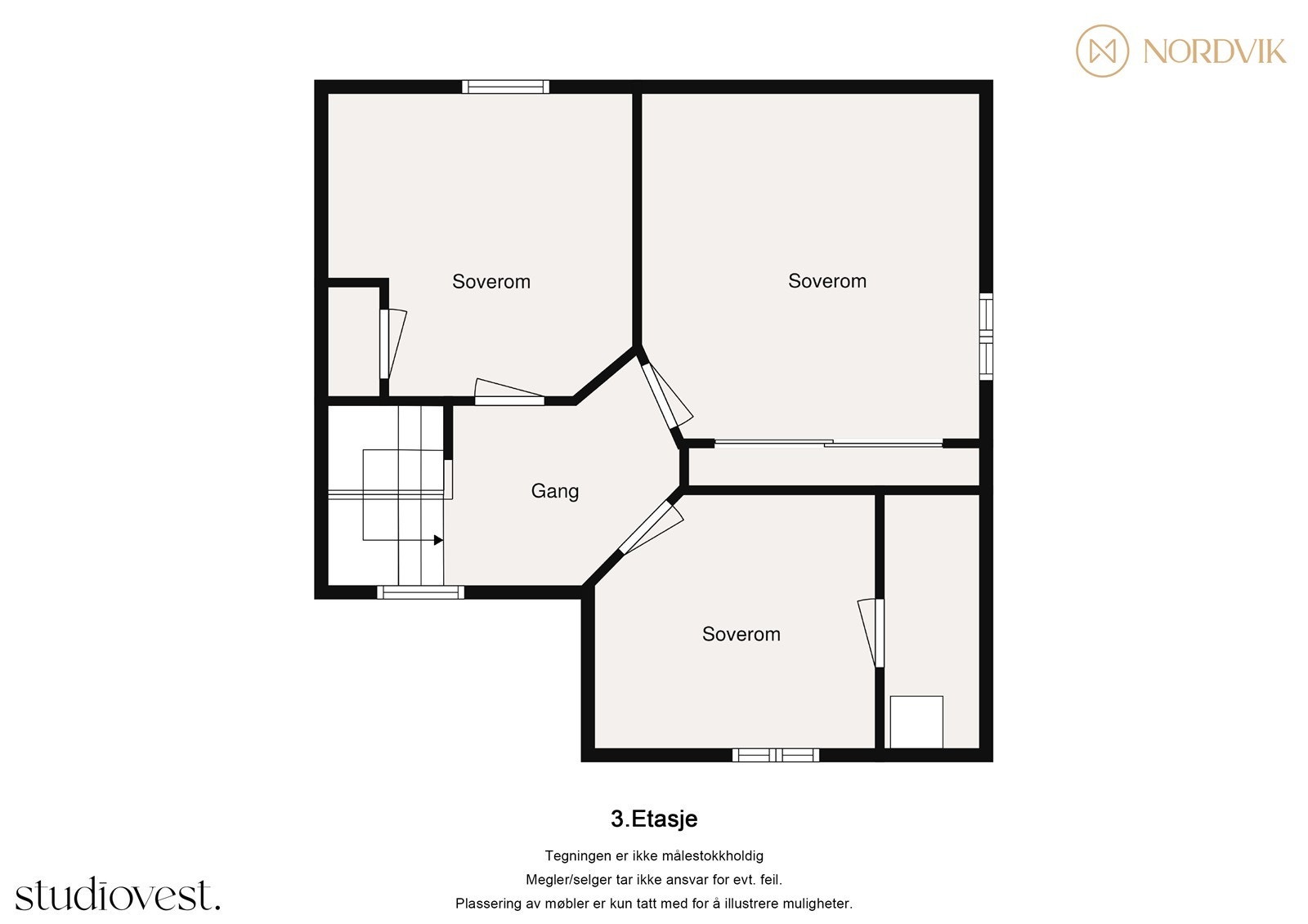 Plantegning 2D av 3.etasje Galleribilde