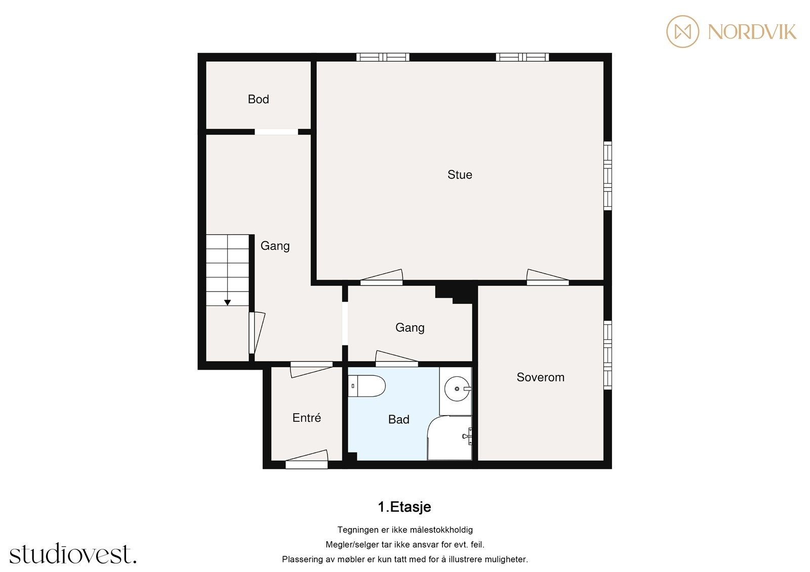 Plantegning 2D av 1.etasje Galleribilde
