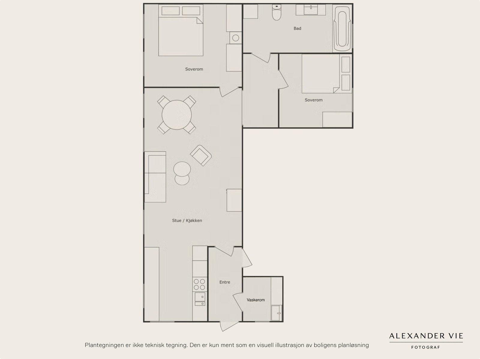 Leiligheten ligger i byggets 1.etasje, men høyt over gateplan med trappeadkomst. Galleribilde