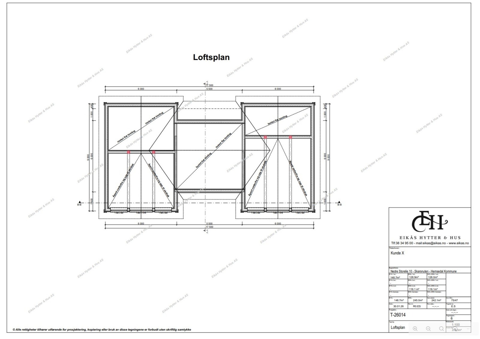 Plantegning mulig hytte (Eikås Hytter). MERK: Bygningsmasse er ikke byggesøkt på tomten, men viser potensialet i evt. bebyggelse på tomten. Galleribilde