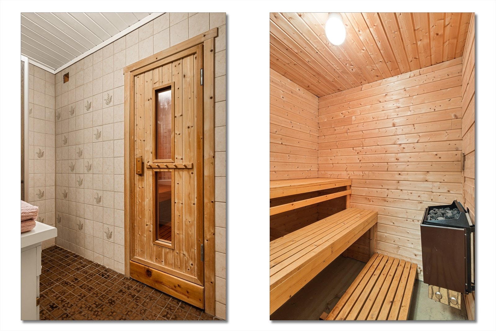 Fra badet er det direkte tilkomst til egen badstue Galleribilde