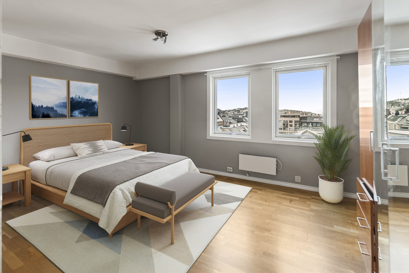 Stort hovedsoverom med garderobeløsning. (bilde er digitalt stylet) Galleribilde