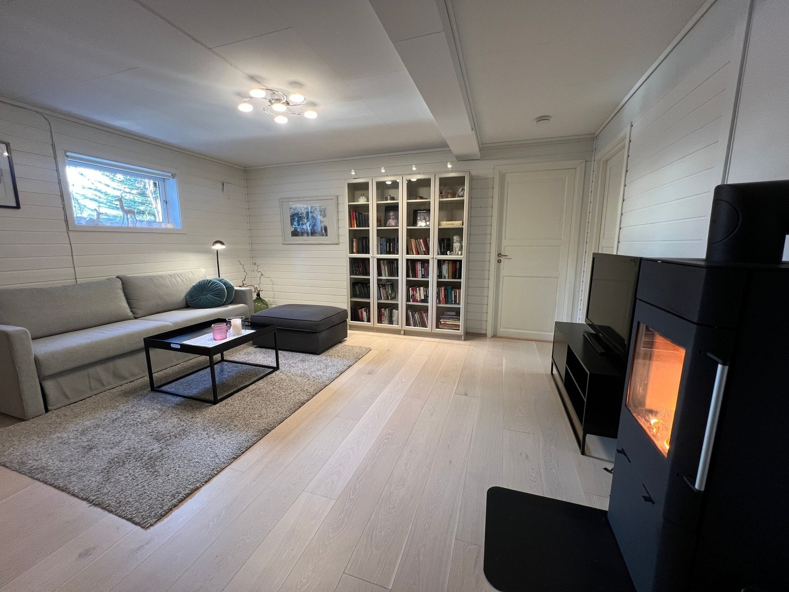 Hyggelig kjellerstue – ideell som TV-stue eller ungdomsrom. Galleribilde