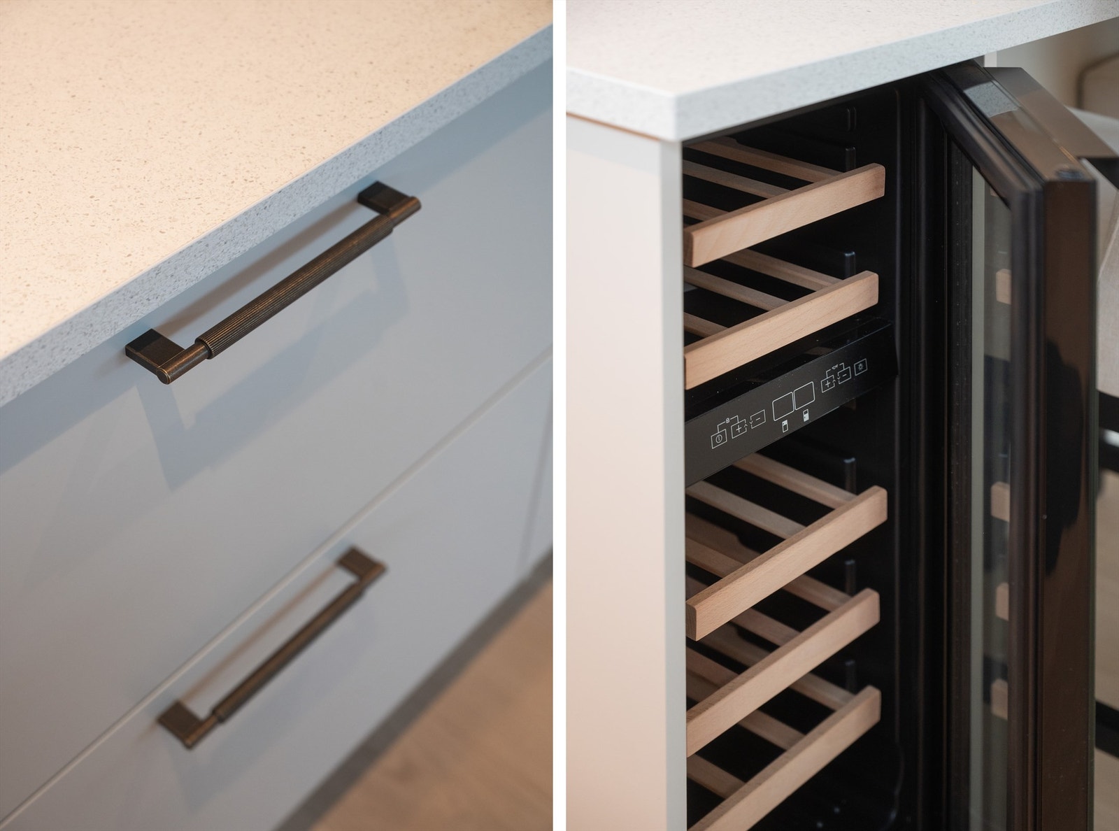 Gjennomførte detaljer som matchende håndtak og integrert vinkjøler. Galleribilde