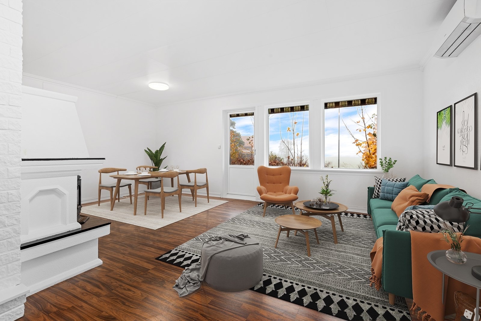 Stue med digital møblering Galleribilde