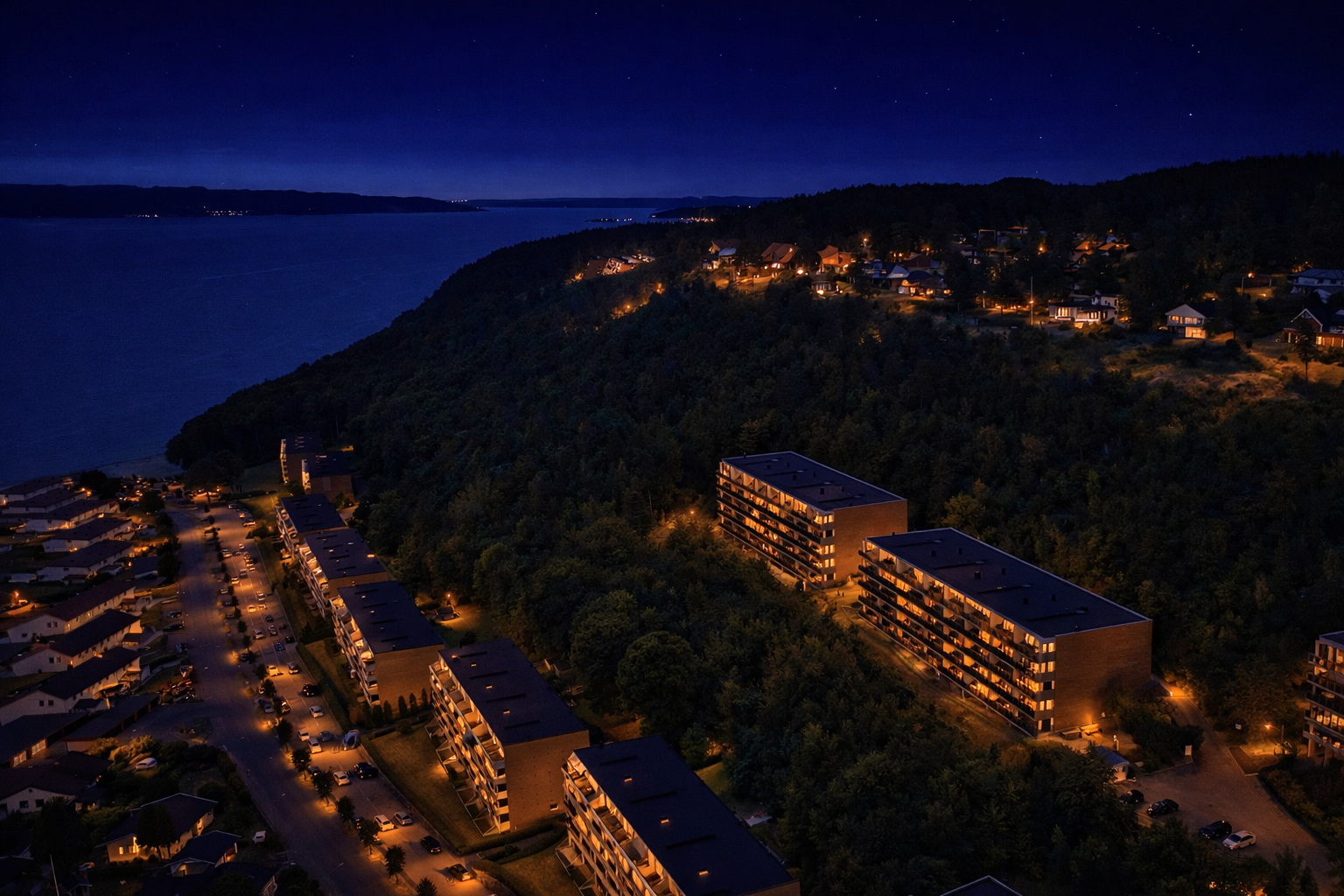 Kveldsstemning. Bildet er AI generert. Galleribilde