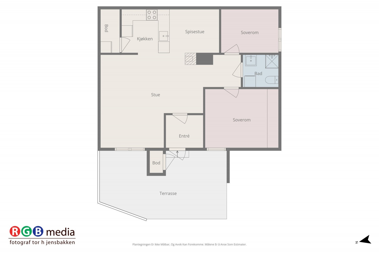 Leiligheten har en arealeffektiv planløsning med to soverom og åpen stue-kjøkkenløsning. Galleribilde