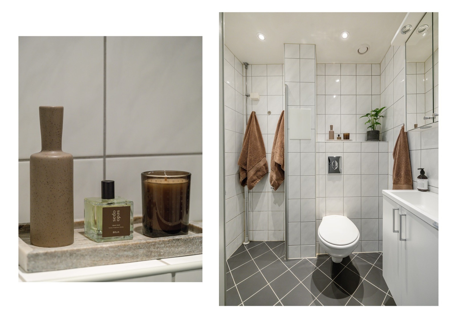 Fra entreen finner vi inngangen til badet, som ble pusset opp i regi av borettslaget i 2013. Galleribilde