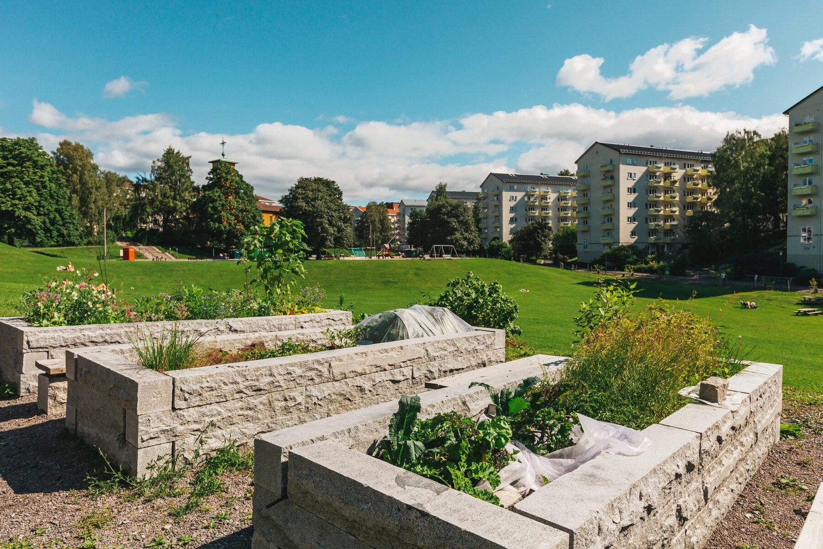 Rett nedenfor borettslaget finner vi Iladalen park, som er en av mange grønne lunger. Galleribilde