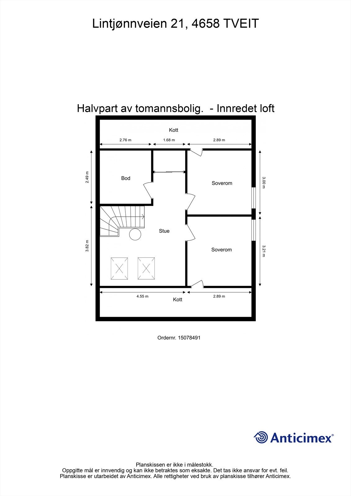 Plantegning - innredet loft Galleribilde