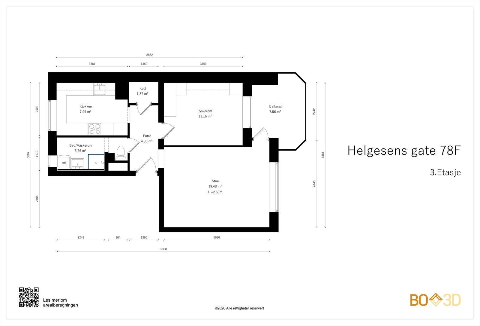 Boligen ligger i byggets 3. etasje Galleribilde