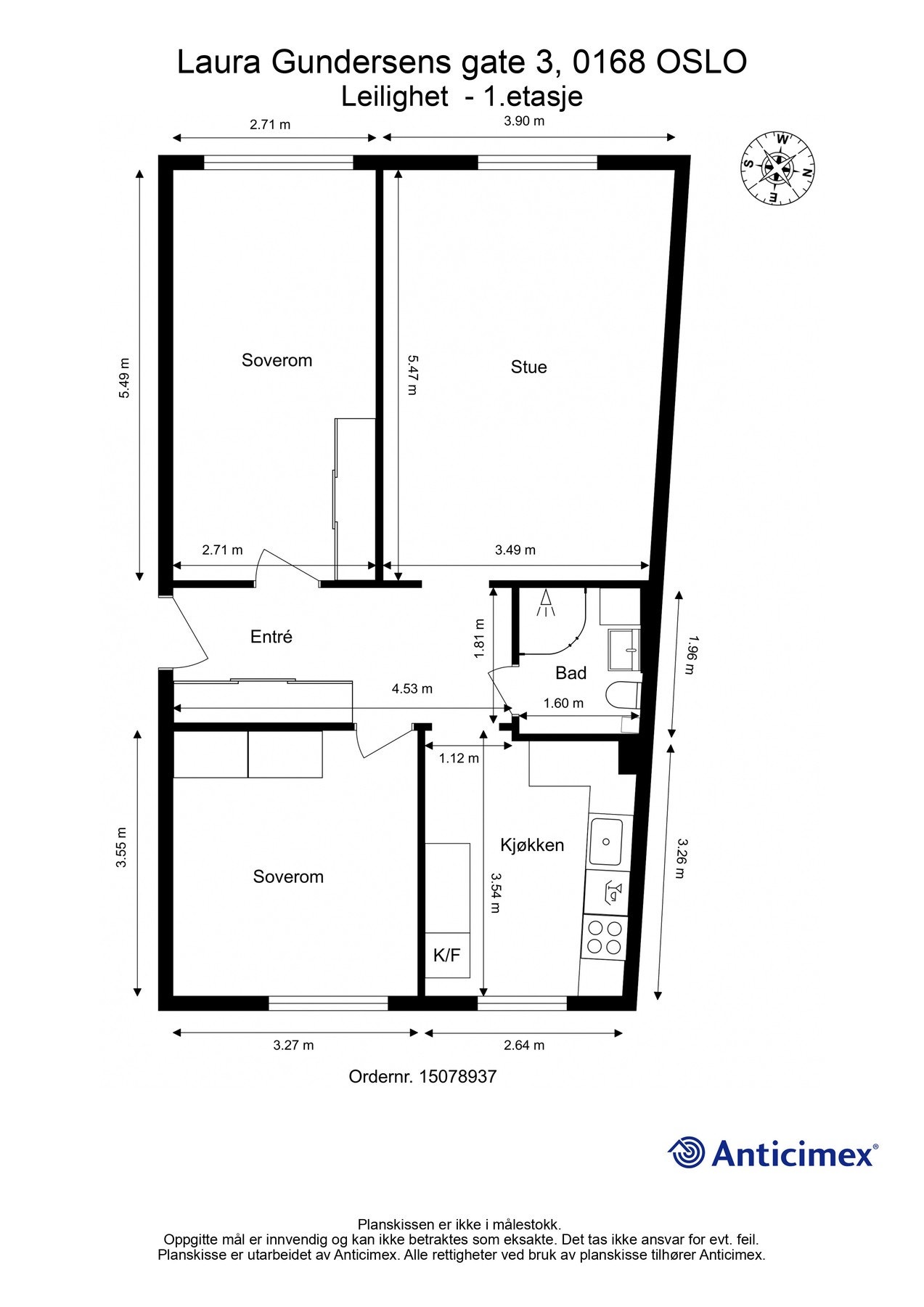 Plantegning: BRA-i: 72m2.
Leiligheten disponerer en praktisk loftsbod på 5m² og kjellerbod på 2m². Galleribilde