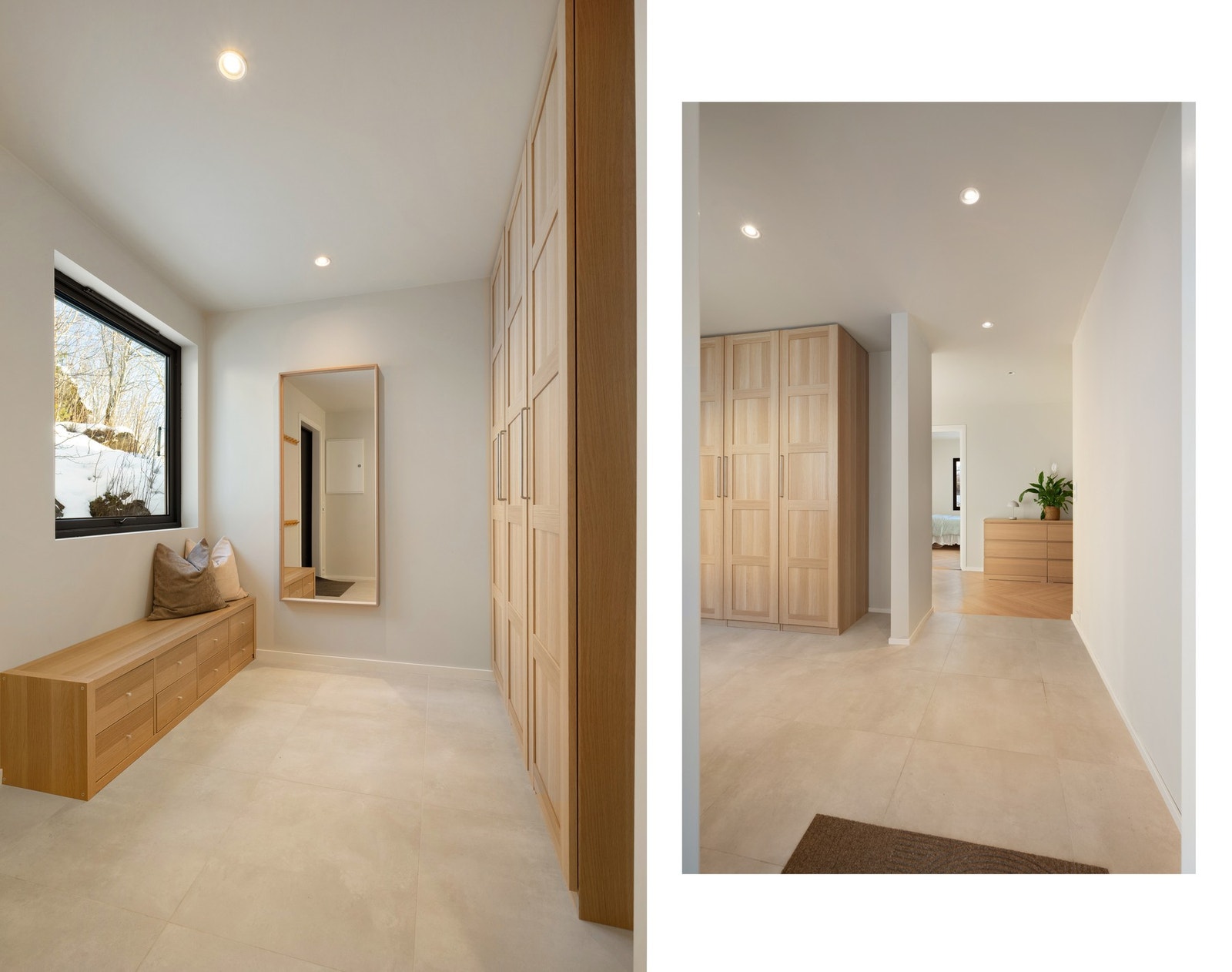 Inngangspartiet har godtnmed oppbevaringsplass til jakker, sko og annet nødvendig i hverdagen Galleribilde