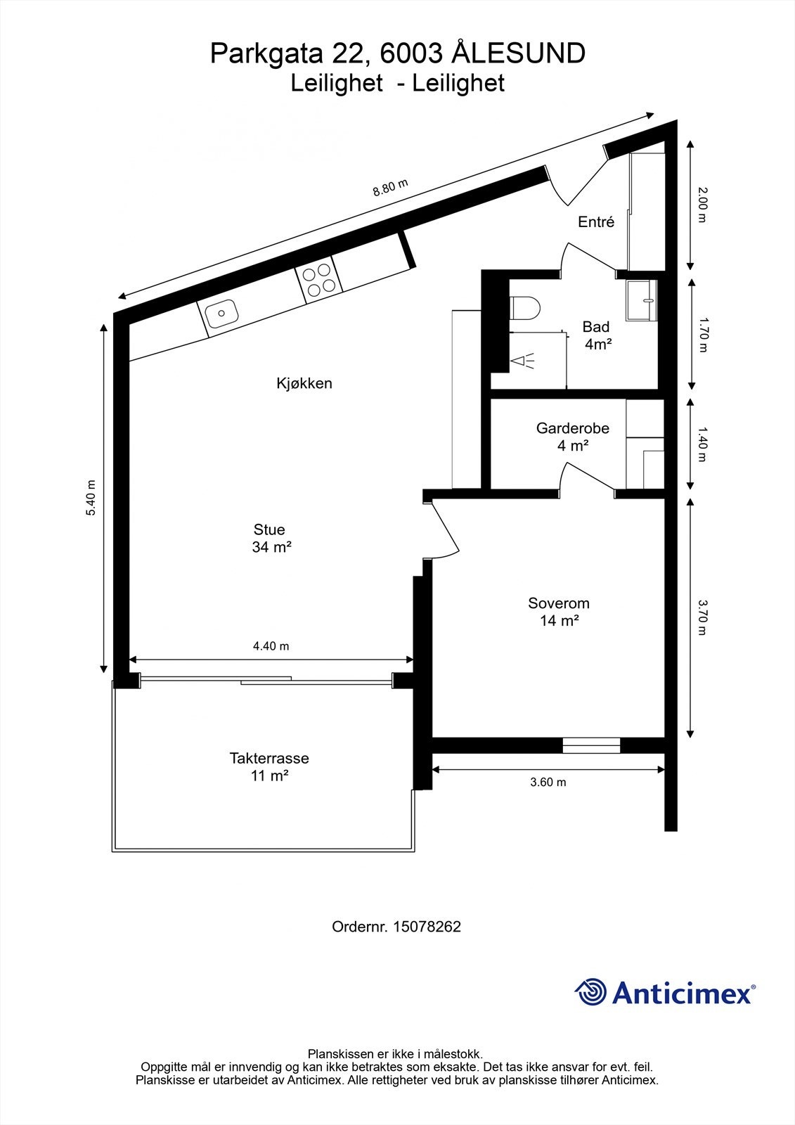 Målsatt plantegning Galleribilde