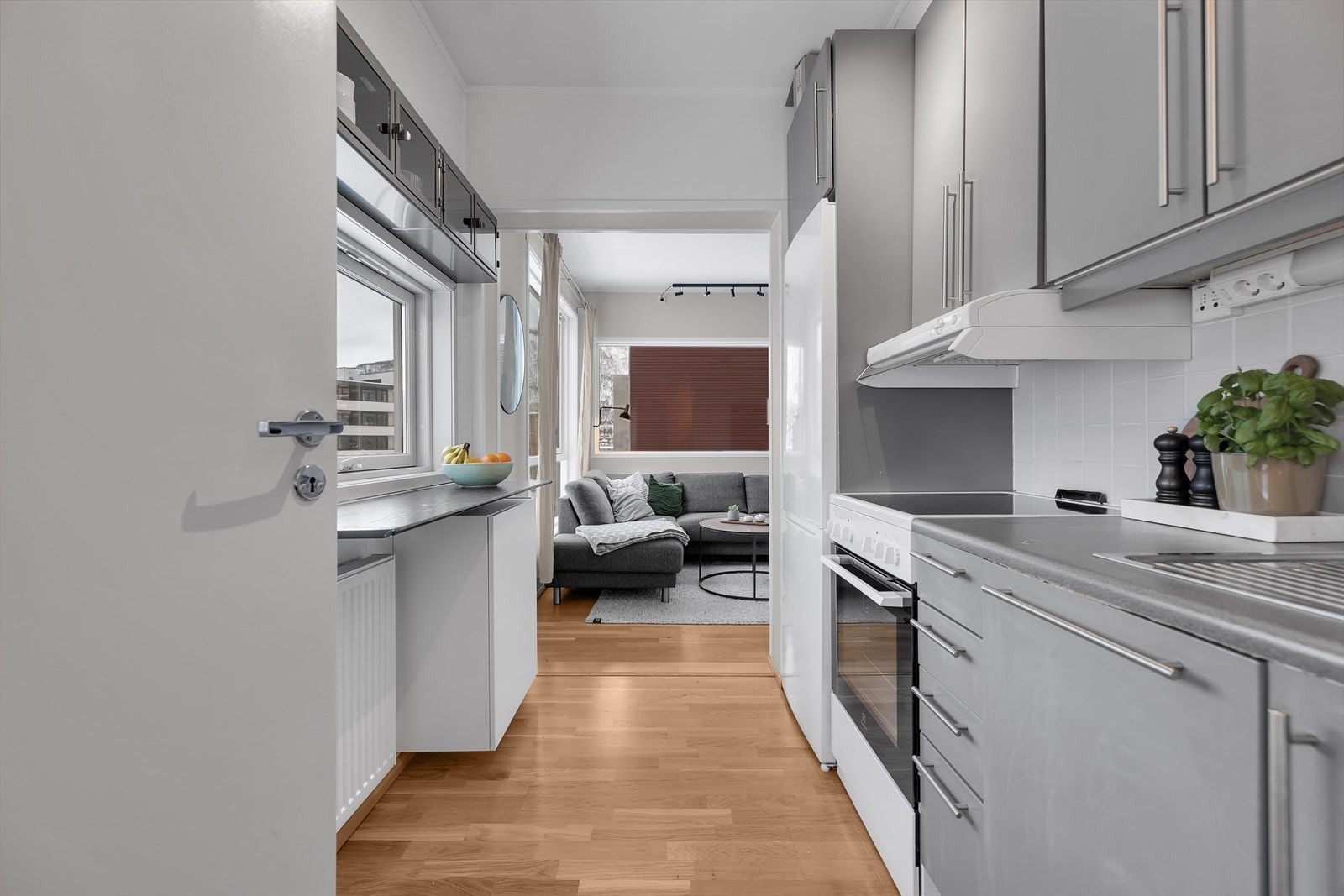 Vindusflatene mot nord slipper inn mye lys i hele leiligheten. Galleribilde