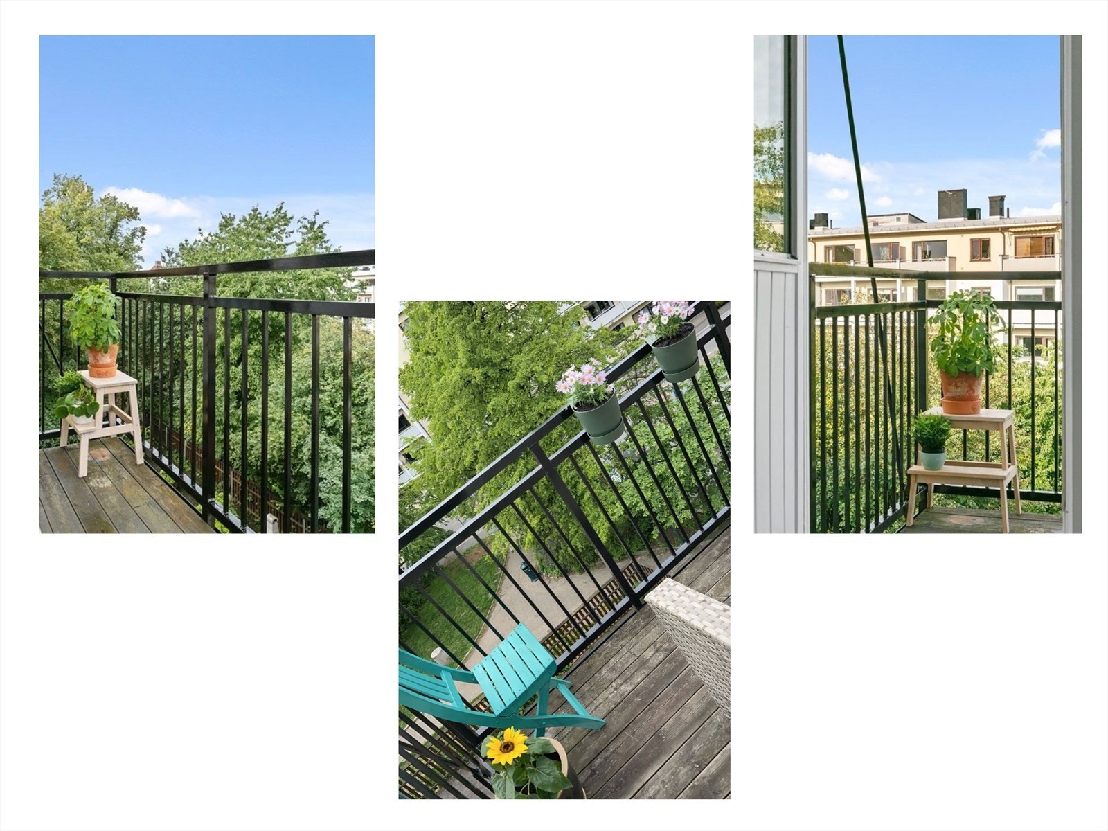 Grønt og frodig utsyn fra balkongen sommerstid - bilder fra selger. Galleribilde