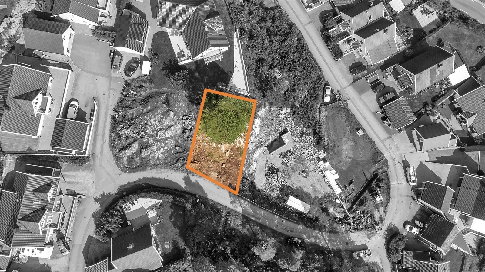 Tomtens beliggenhet (Linjene er ikke nøyaktige). Galleribilde