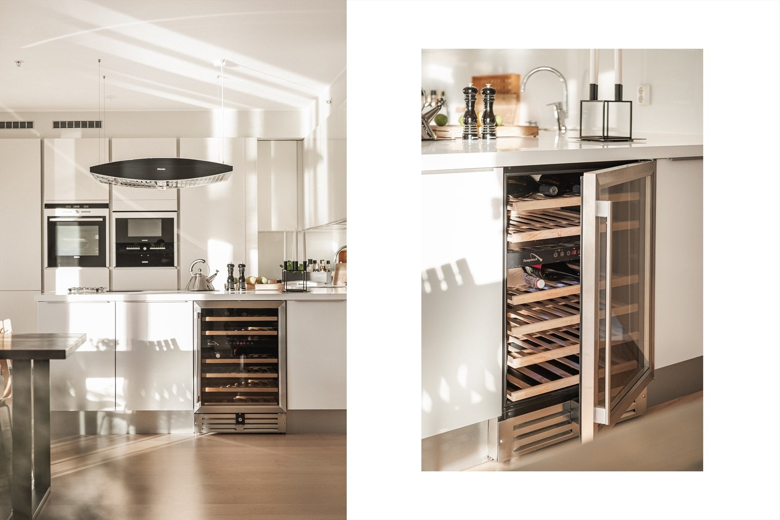 Kjøkkenøy med vinskap. Det er nylig foretatt service på vinskapet. Galleribilde