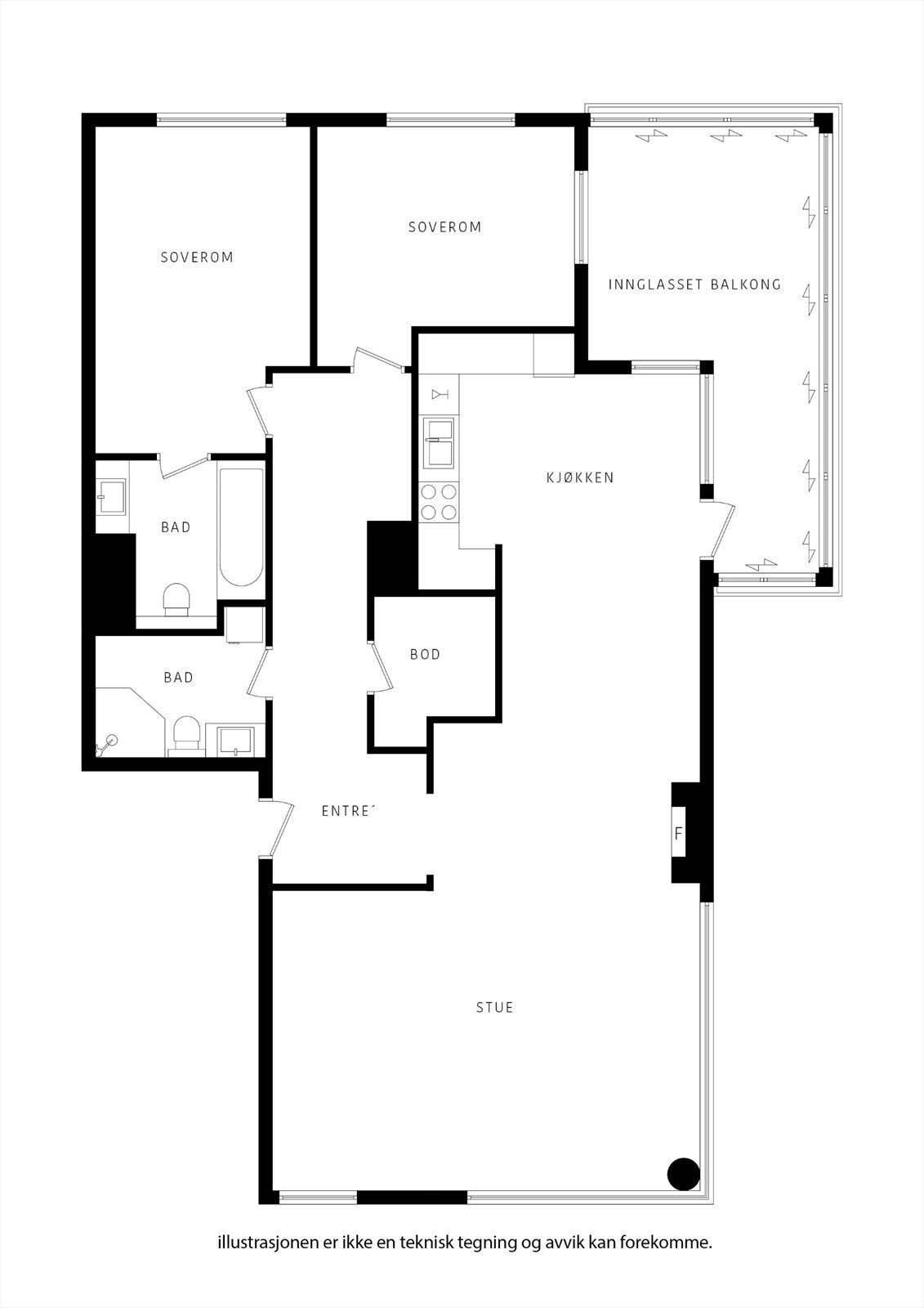 Alternativ planløsning. Galleribilde