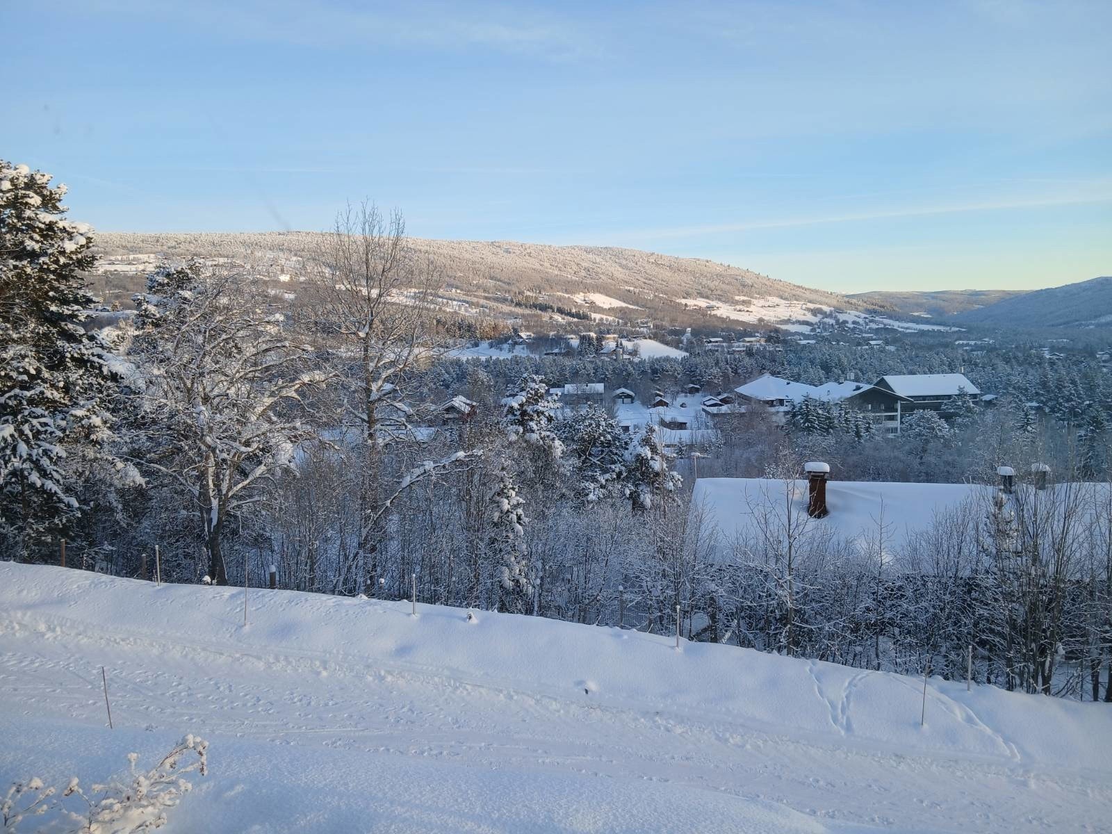 Utsikt fra spisestuen på vinterstid. Galleribilde