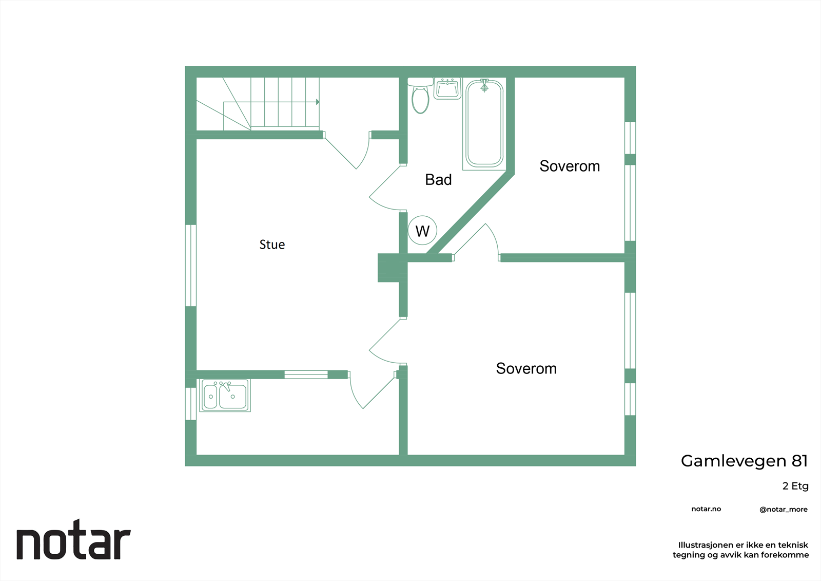 Plantegning for andre etasje - Gamlevegen 81 Galleribilde