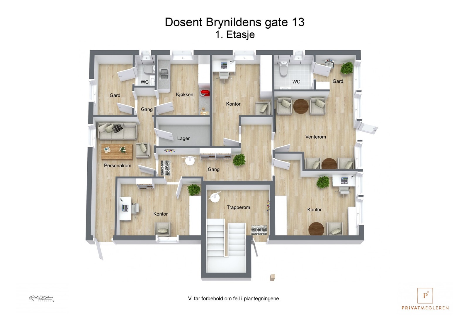3 D plantegning 1. etasje Galleribilde