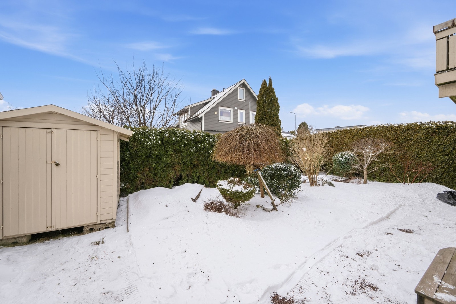 Da er vi i bakhagen i vinterdrakt... Galleribilde