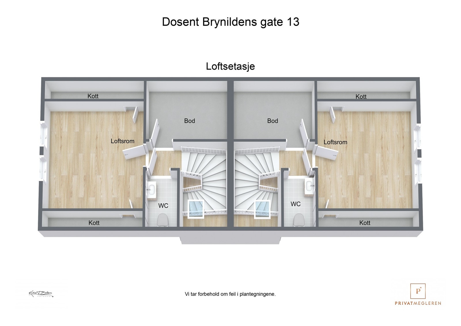 3 D plantegning loftsetasje Galleribilde