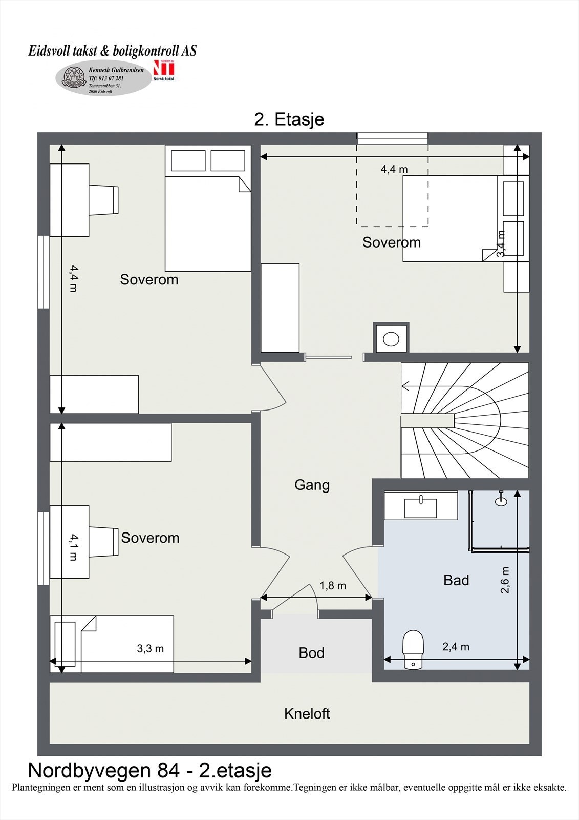 Plantegning av boligens 2. etasje. Galleribilde