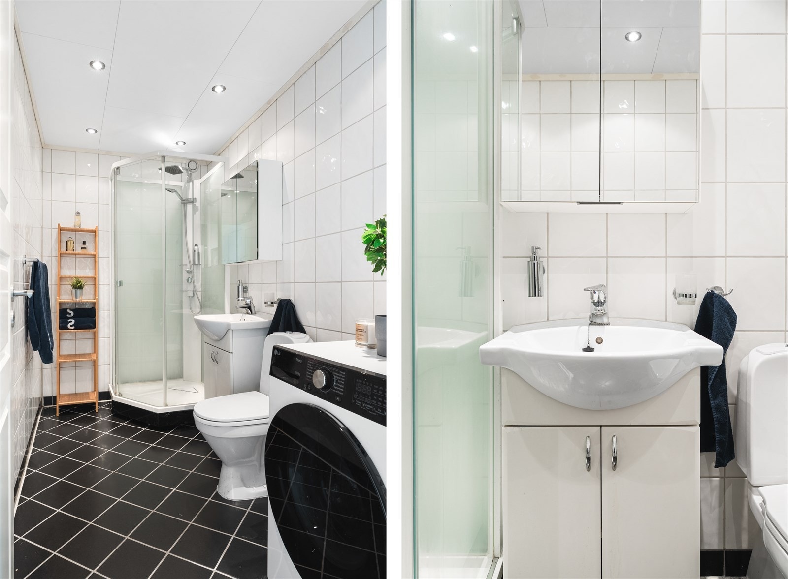 Badet er 4,5 kvm, med varmekabler i gulvet for god komfort. Galleribilde