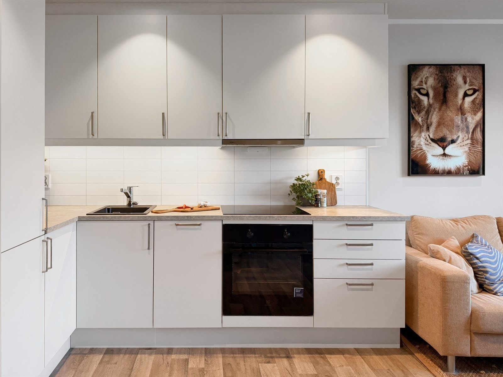 Leilegheita er blant anna påkosta med spottar i alle rom Galleribilde