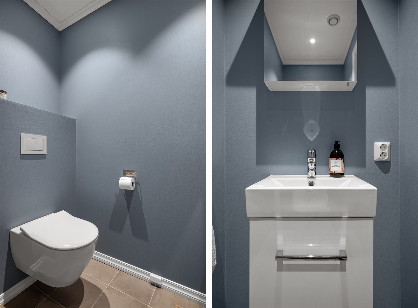 Eget toalettrom ved inngangspartiet er en svært praktisk løsning, spesielt når barna løper mellom husene. Her slipper man å gå gjennom hele boligen, og det gjør hverdagen både enklere og mer hygienisk. Galleribilde