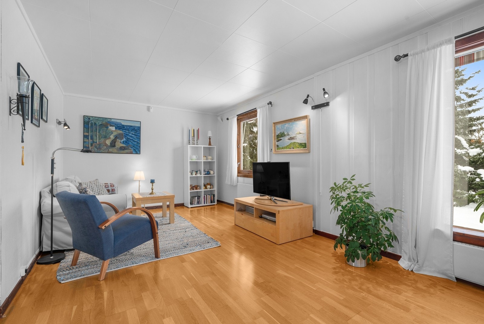 Opprinnelig soverom i denne delen av stuen, som enkelt kan tilbakegjøres av ny eier etter behov. Galleribilde