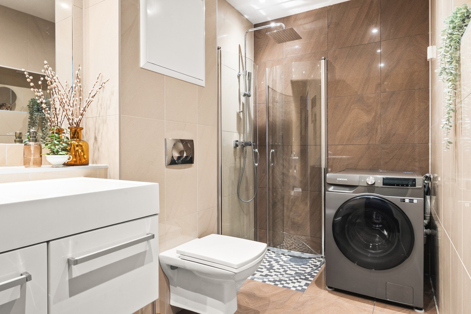 Badet har varmekabler i gulv. Galleribilde